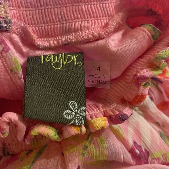 Taylor Floral Pink Halter Mock Neck Sleeveless Elastic Waist Maxi Dress - Picture 9 of 10